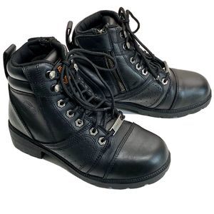 Milwaukee Leather MBL9300 Women's 6.5 Black Lace-Up Leather Motorcycle Boots